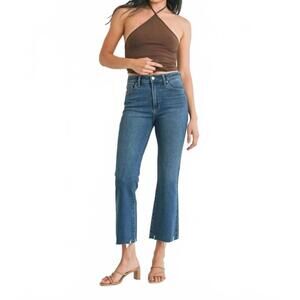 NEW JBD. high rise crop flare jeans in dark denim
